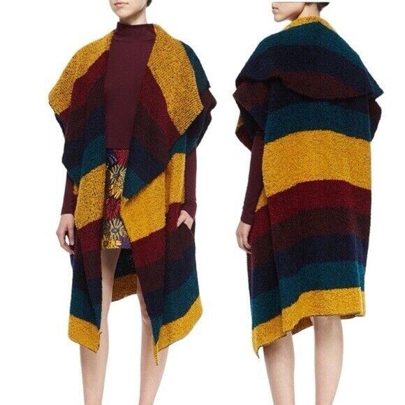 Alice + Olivia Muriel Striped Wool Oversized Vest Shawl Size XS - Picture 3 of 14